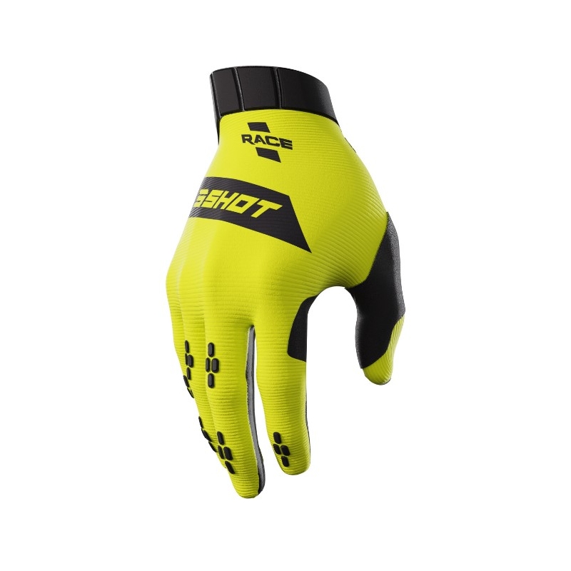 Guanti da motocross Shot Race nero-giallo fluo Saldi