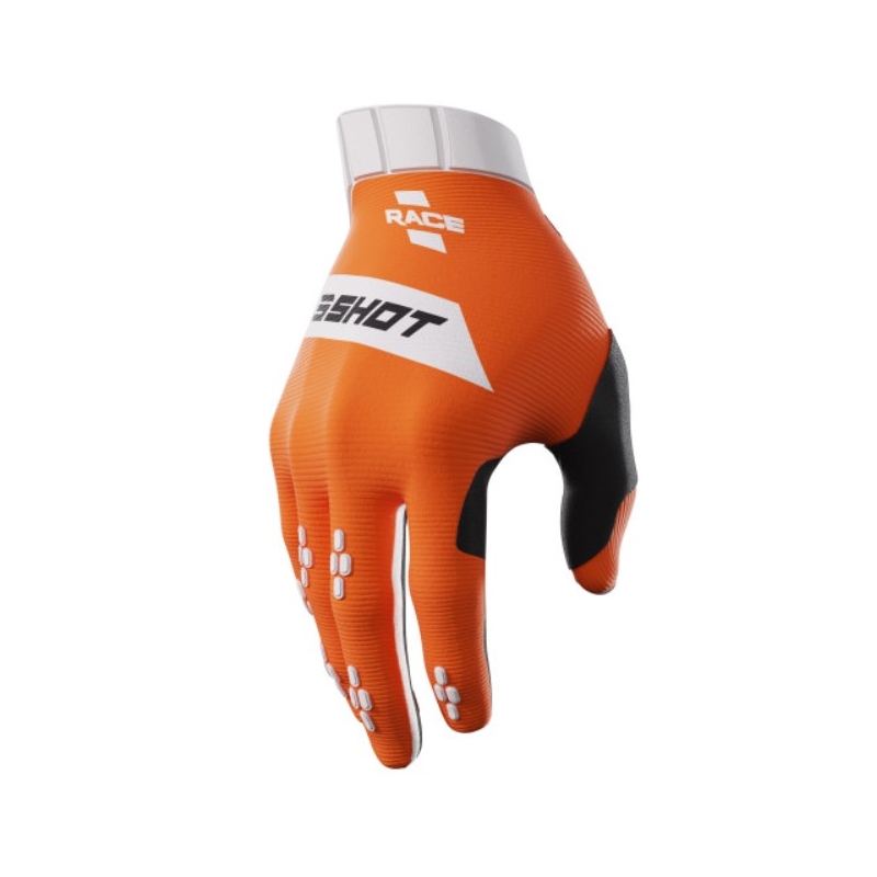 Guanti da motocross Shot Race bianco-arancio