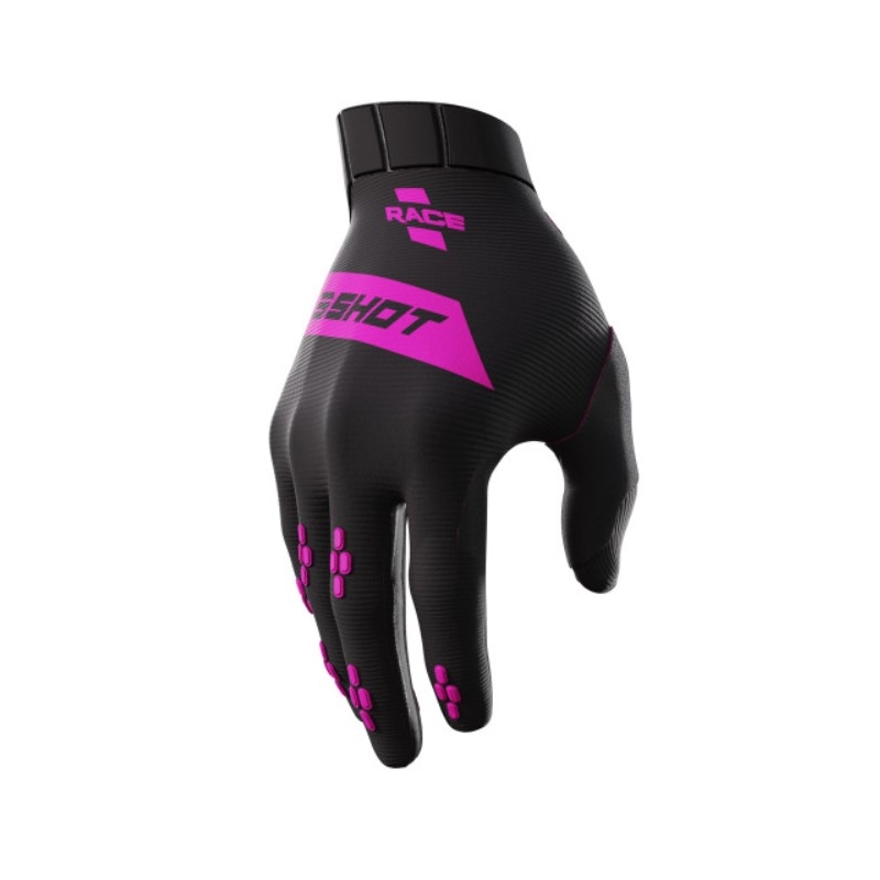 Guanti da motocross Shot Race nero e rosa Saldi