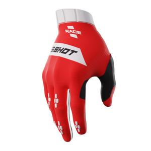 Guanti da motocross Shot Race bianco-rosso