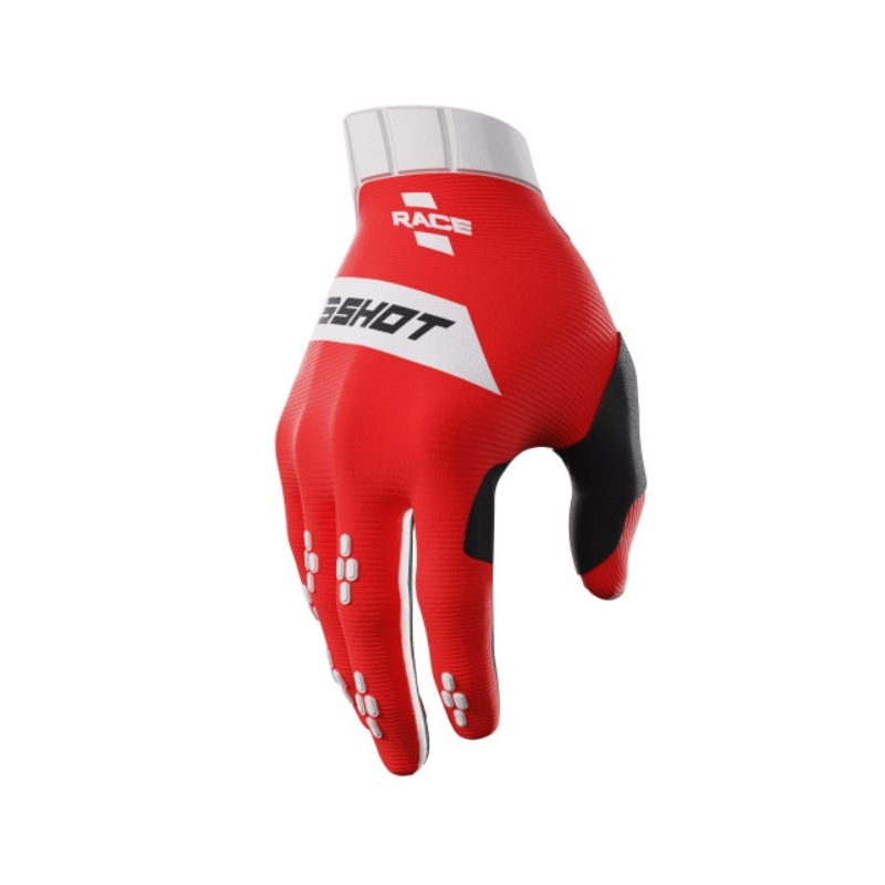 Guanti da motocross Shot Race bianco-rosso