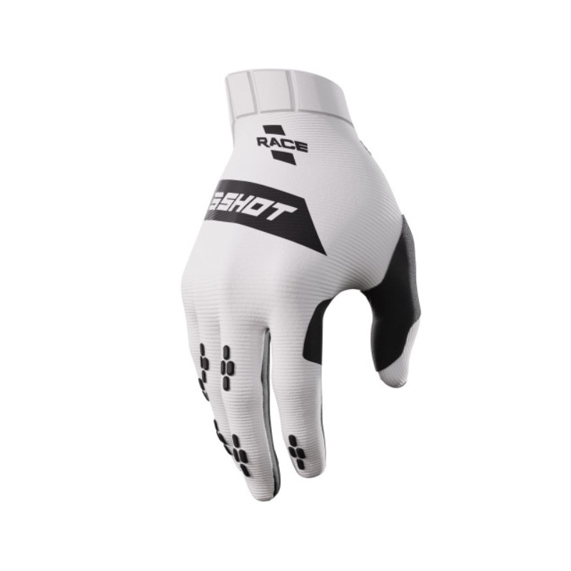 Guanti da motocross Shot Race bianco-nero