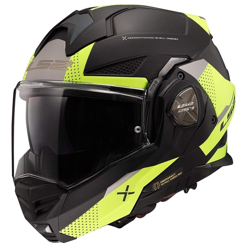 Casco moto modulare LS2 FF901 Advant X Oblivion nero-giallo fluo