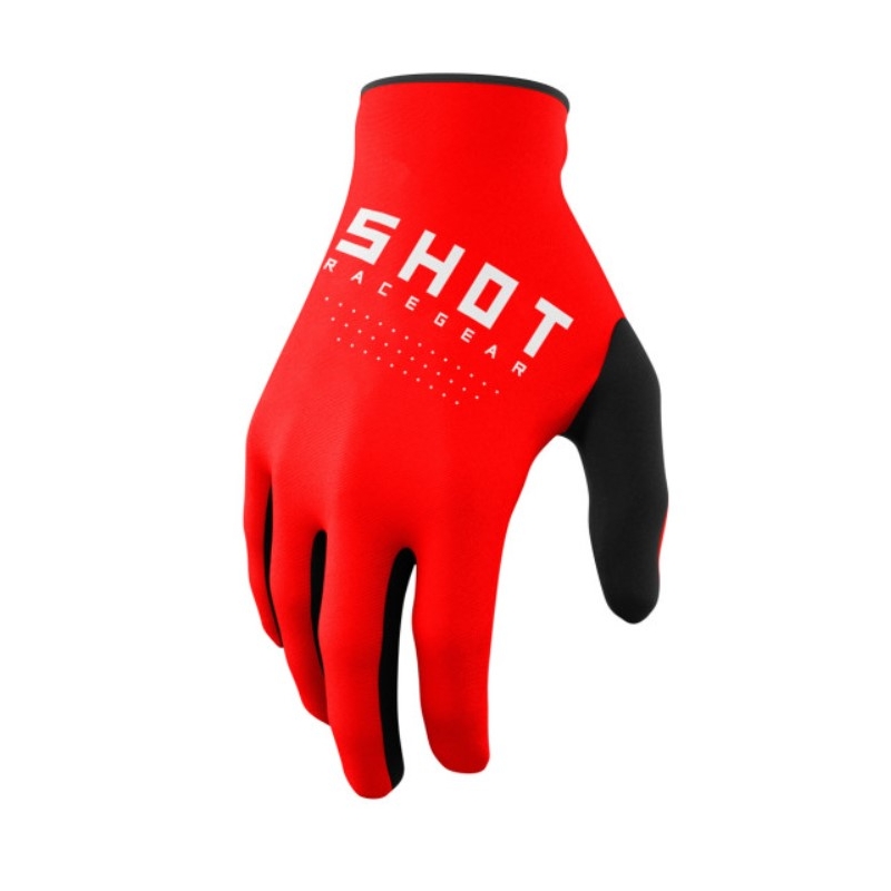 Guanti da motocross Shot Raw nero-bianco-rosso Saldi