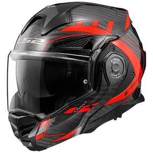 Casco moto LS2 FF901 Advant X C Future nero-rosso fluo flip-up