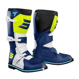Stivali da moto Shot Race 2 blu-bianco-giallo fluo