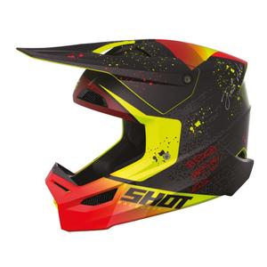 Casco da motocross per bambini Shot Furious Matrix rosso-nero-giallo fluo Saldi
