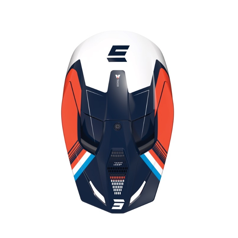 Dětská motokrosová přilba Shot Race Tracer bílo-modro-oranžová