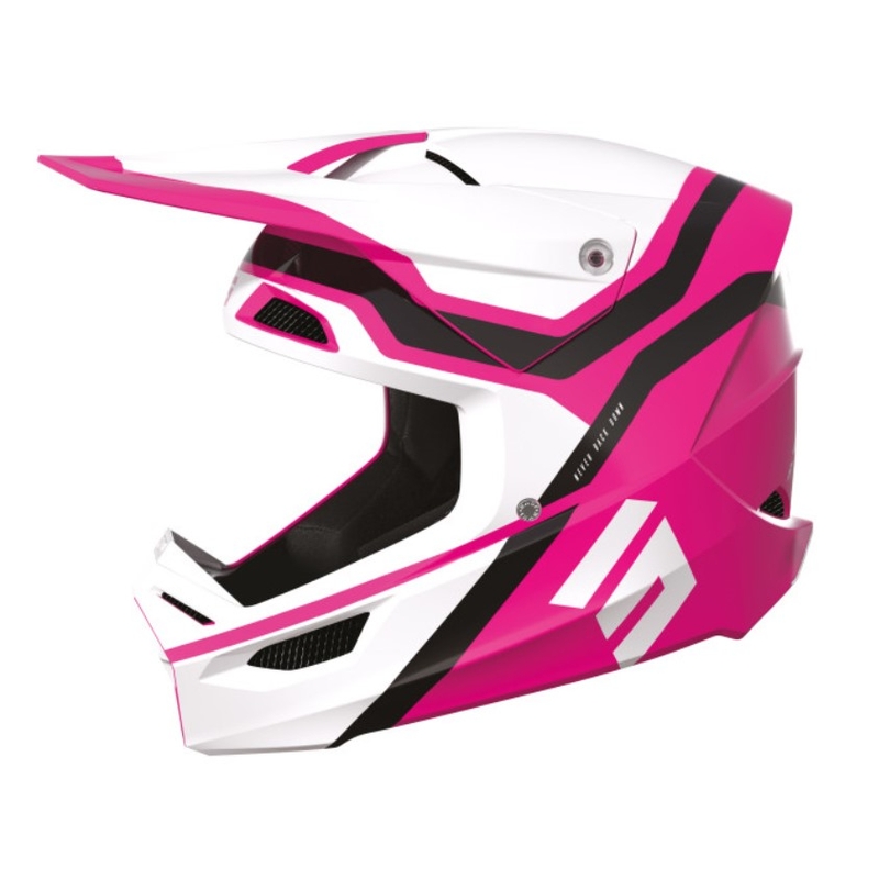 Casco da motocross per bambini Shot Furious Sky nero-bianco-rosa