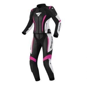 Tuta moto da donna Shima Miura 2.0 nero-bianco-rosa