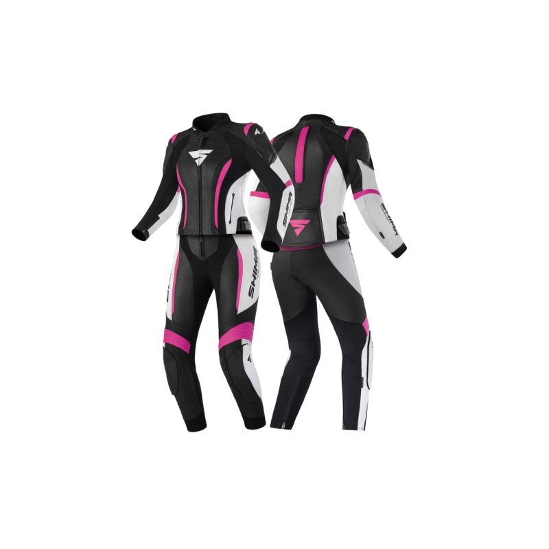 Tuta moto da donna Shima Miura 2.0 nero-bianco-rosa