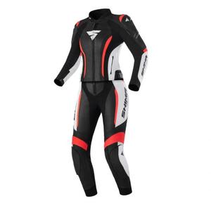 Tuta moto donna Shima Miura 2.0 nero-bianco-rosso fluo