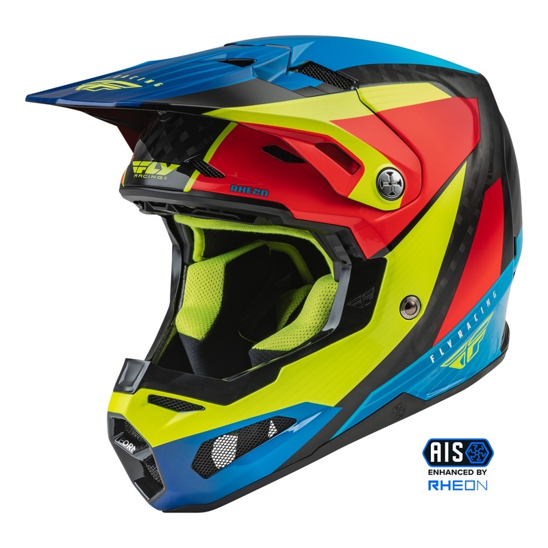 Casco da motocross FLY Racing Formula Carbon Prime giallo fluo-blu-rosso