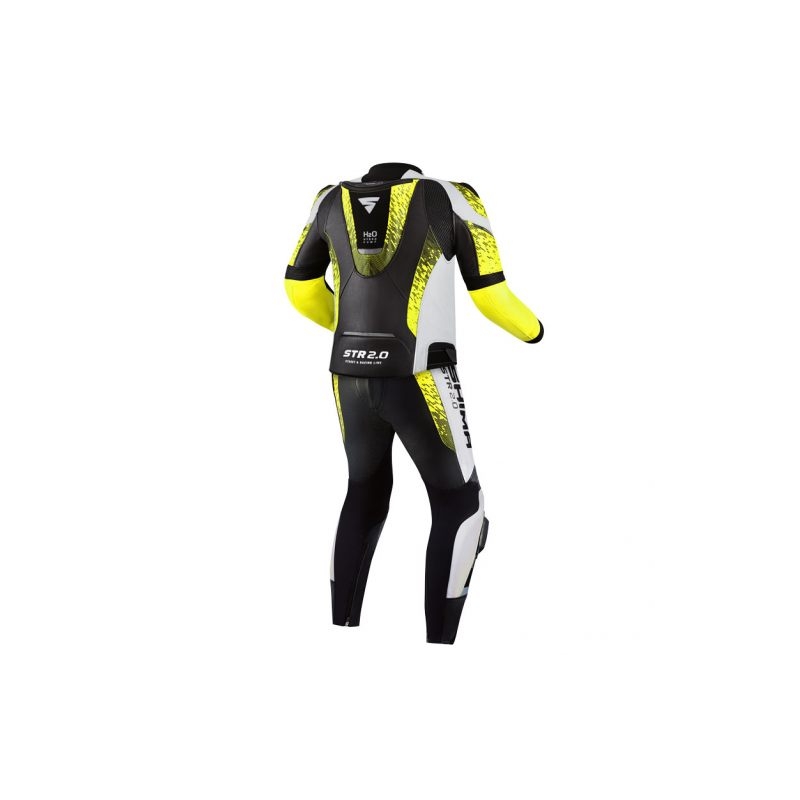 Tuta moto Shima STR 2.0 nero-bianco-giallo fluo