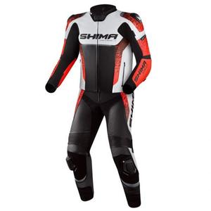 Tuta da moto Shima STR 2.0 nero-bianco-rosso fluo