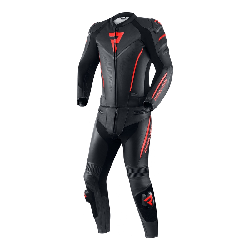 Tuta da motociclista Rebelhorn Fighter nera-rossa Saldi