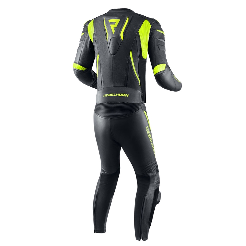 Tuta da motociclista Rebelhorn Fighter nera-giallo fluo Saldi