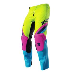 Pantaloni da motocross per bambini Shot Raw Kid Tracer Rosa-Blu-Giallo Fluo Saldi