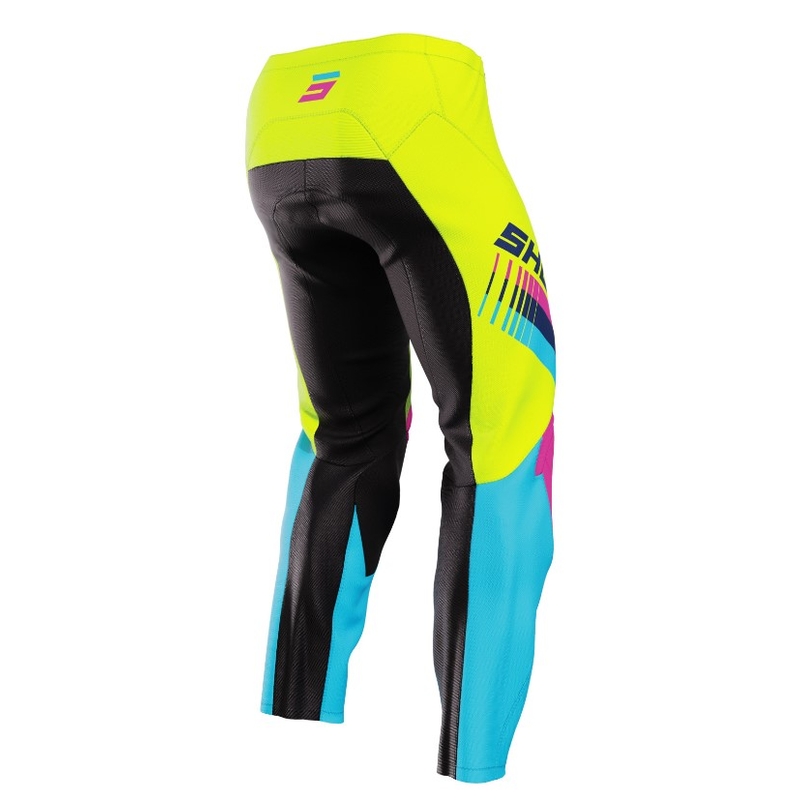 Pantaloni da motocross per bambini Shot Raw Kid Tracer Rosa-Blu-Giallo Fluo Saldi