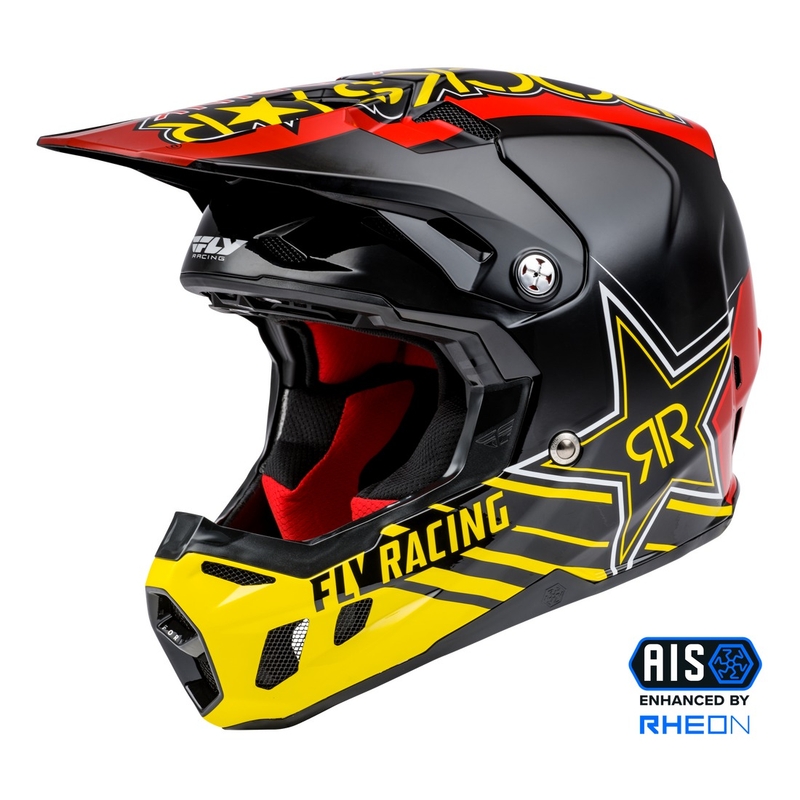Casco da motocross FLY Racing Formula CC Rockstar nero-rosso-giallo