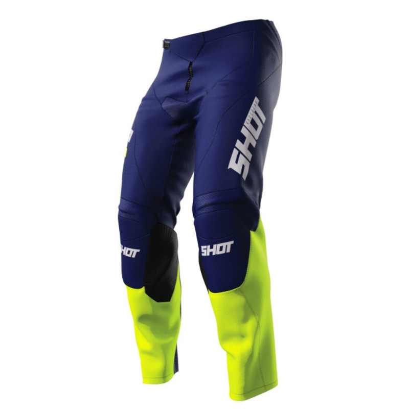 Pantaloni da motocross per bambini Shot Raw Kid Reflex blu-giallo fluo