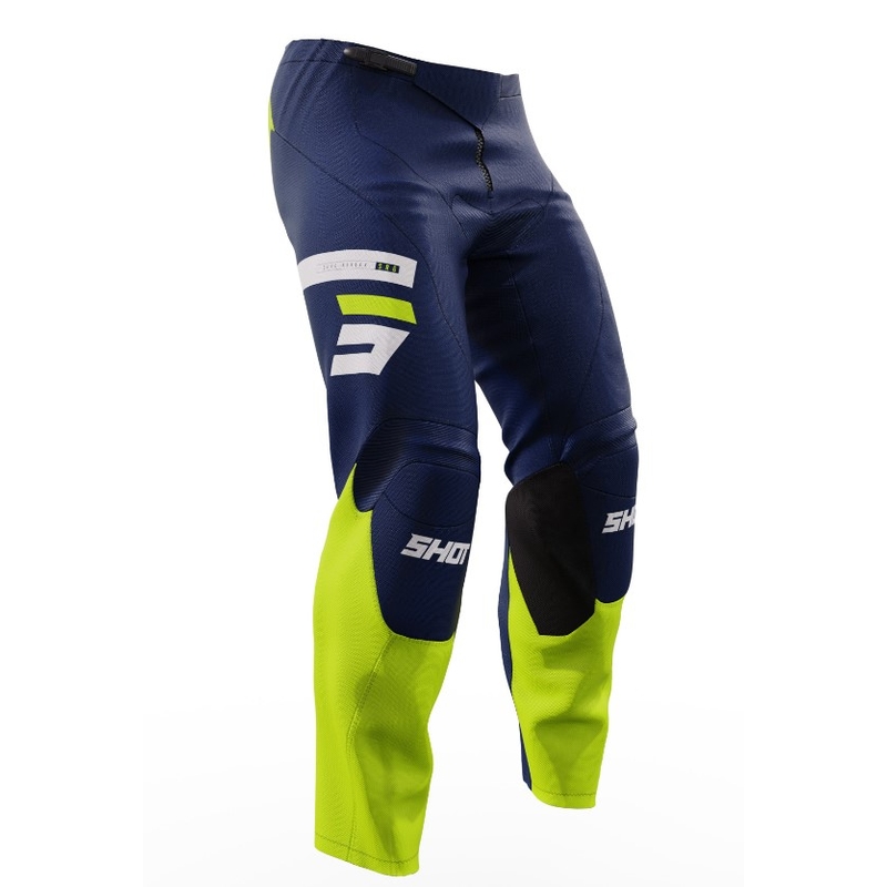 Pantaloni da motocross per bambini Shot Raw Kid Reflex blu-giallo fluo