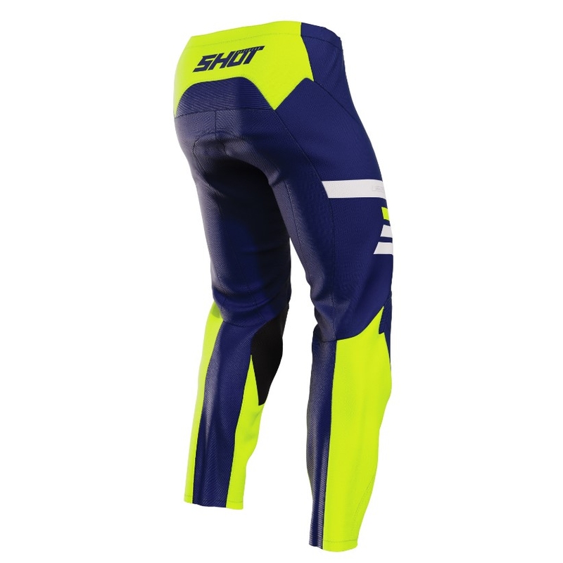 Pantaloni da motocross per bambini Shot Raw Kid Reflex blu-giallo fluo