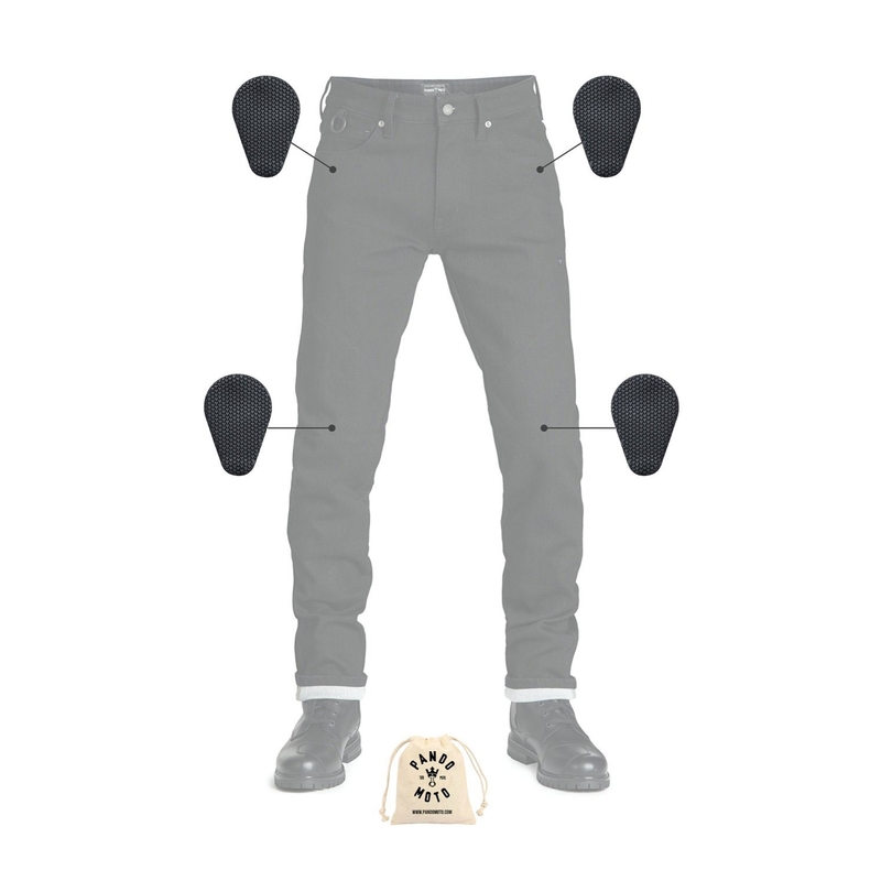 Jeansy na motorku PANDO MOTO Steel Black 02 černé výprodej
