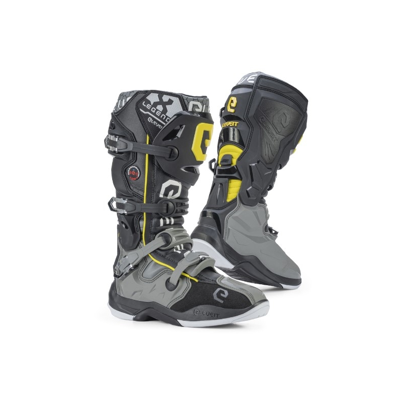 Stivali da moto Eleveit X-Legend grigio-giallo Saldi
