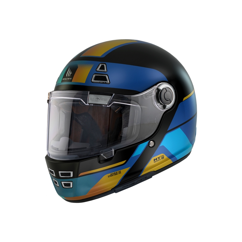 Casco moto integrale MT Jarama 68TH C7 nero-oro-blu Saldi