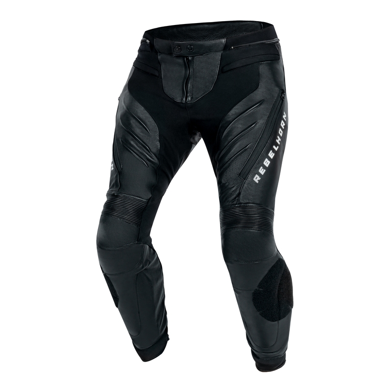 Pantaloni da moto in pelle bianca e nera Rebelhorn Veloce