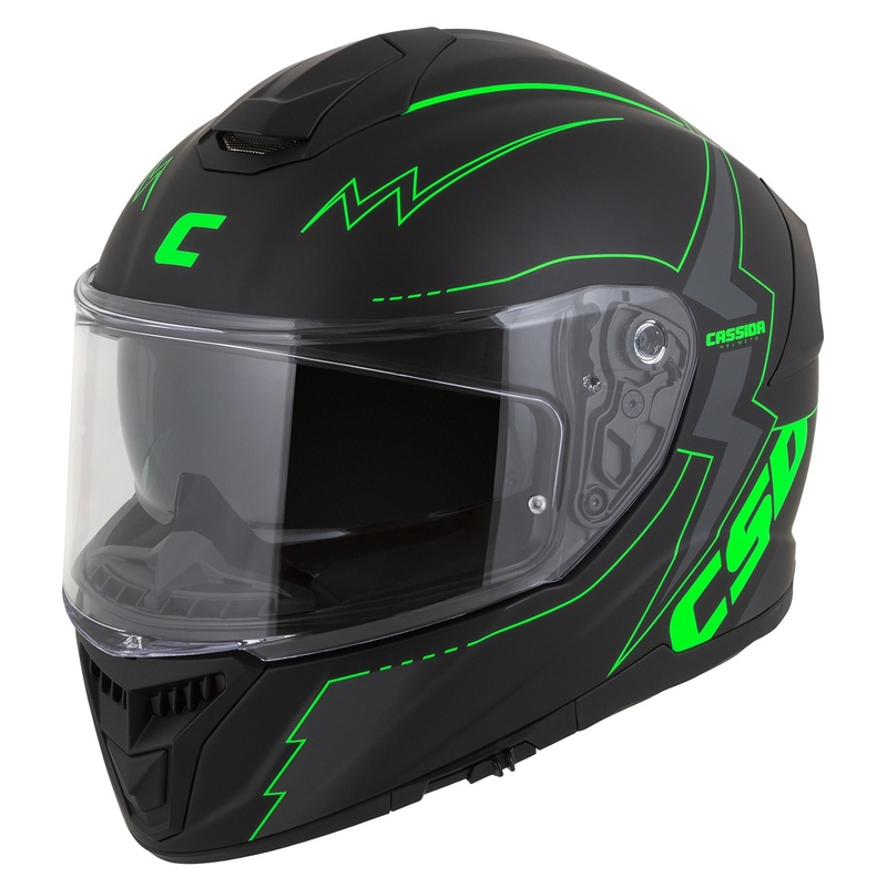 Casco moto integrale Cassida Integral GT 2.1 Flash nero-verde fluo-grigio