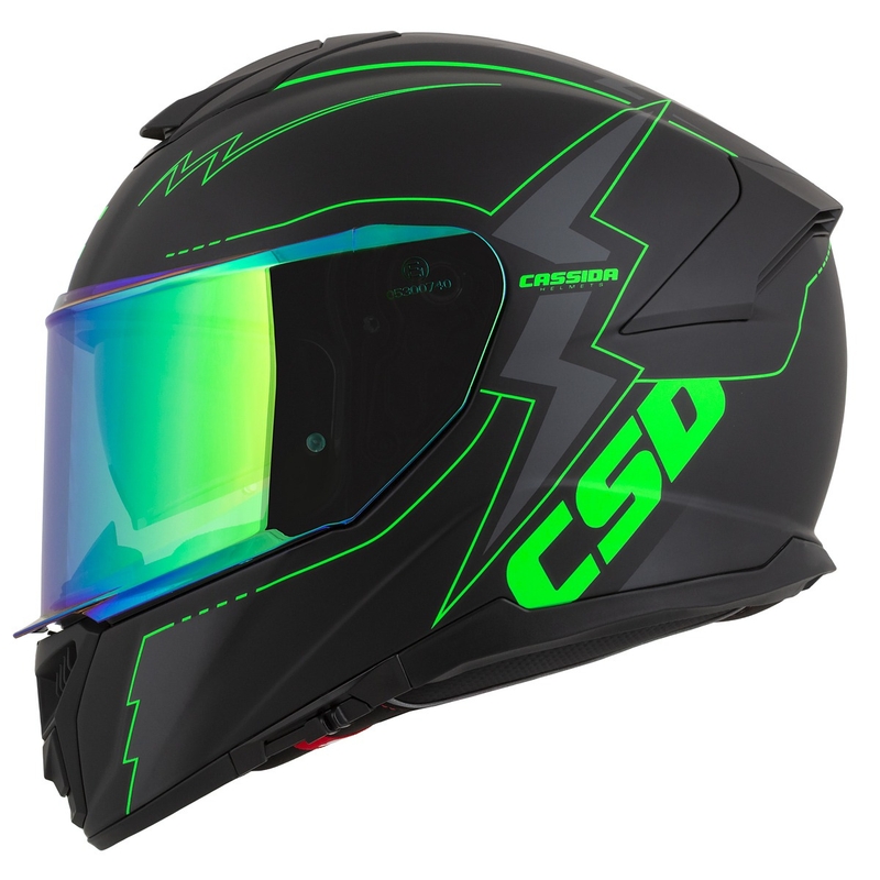 Casco moto integrale Cassida Integral GT 2.1 Flash nero-verde fluo-grigio