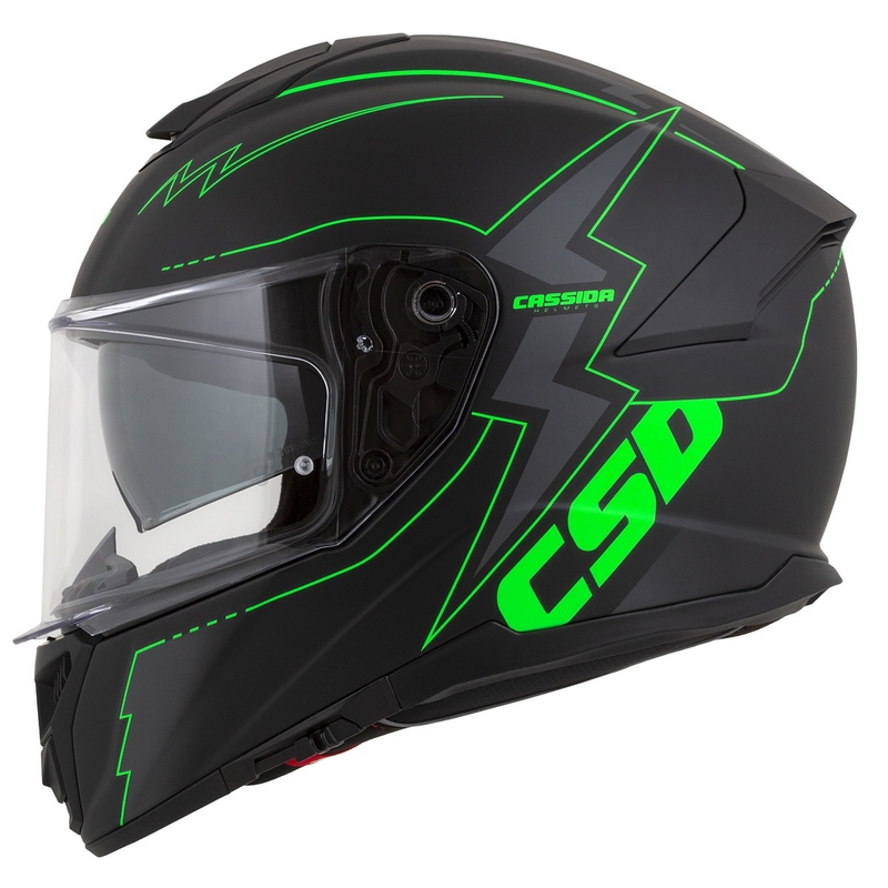 Casco moto integrale Cassida Integral GT 2.1 Flash nero-verde fluo-grigio