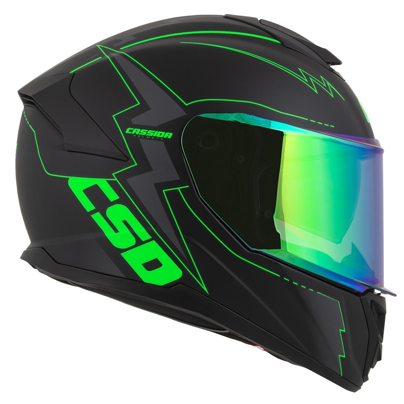 Casco moto integrale Cassida Integral GT 2.1 Flash nero-verde fluo-grigio