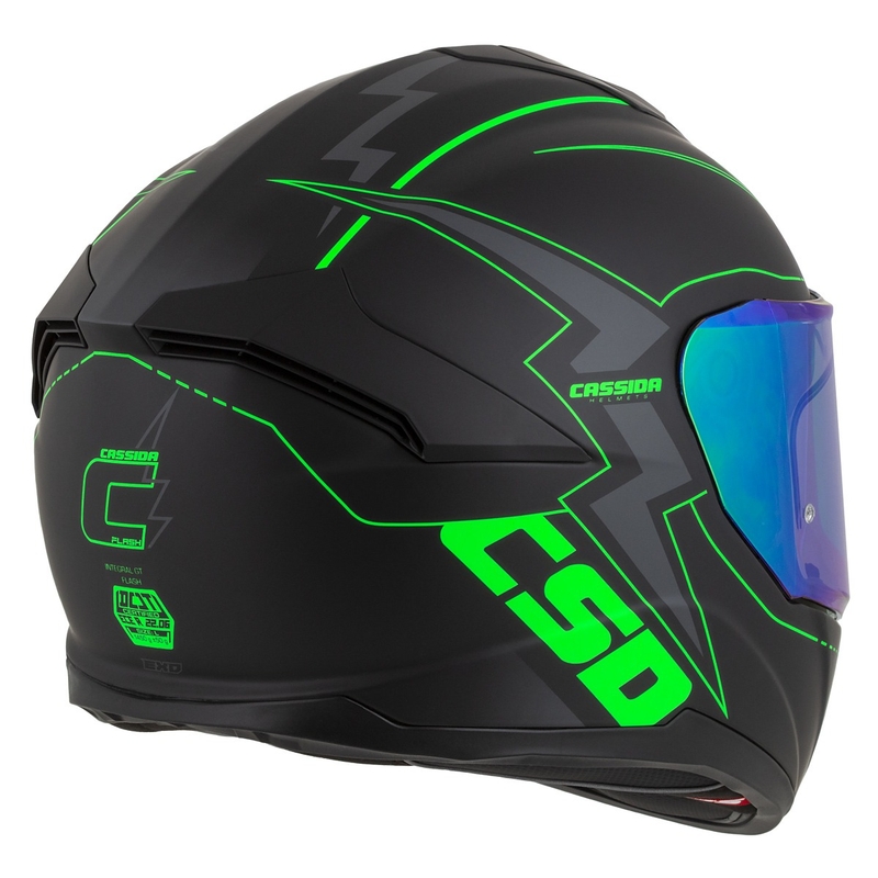 Casco moto integrale Cassida Integral GT 2.1 Flash nero-verde fluo-grigio