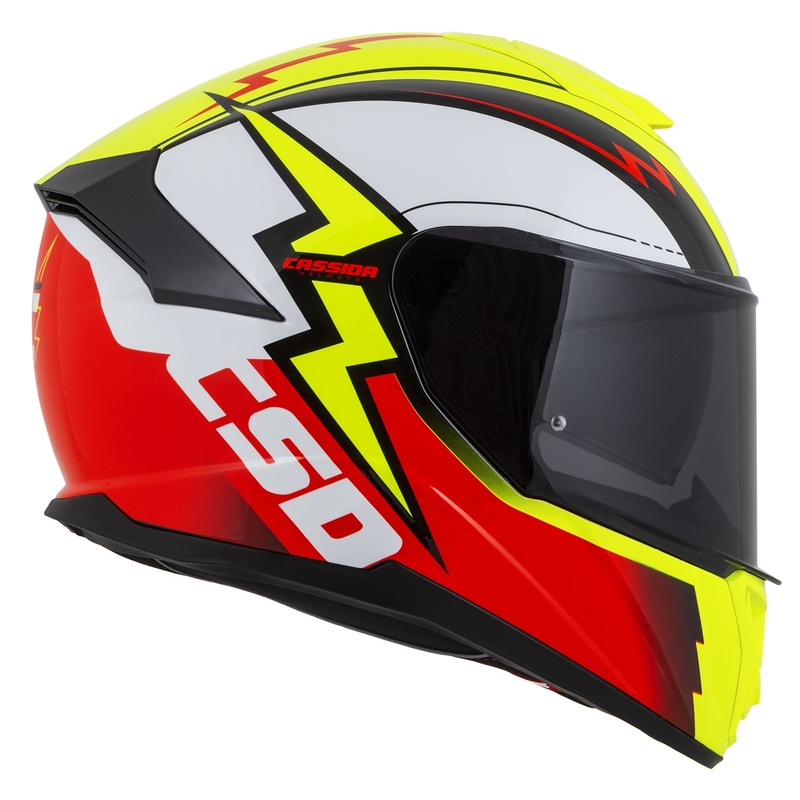 Casco moto integrale Cassida Integral GT 2.1 Flash giallo fluo-rosso-nero-bianco