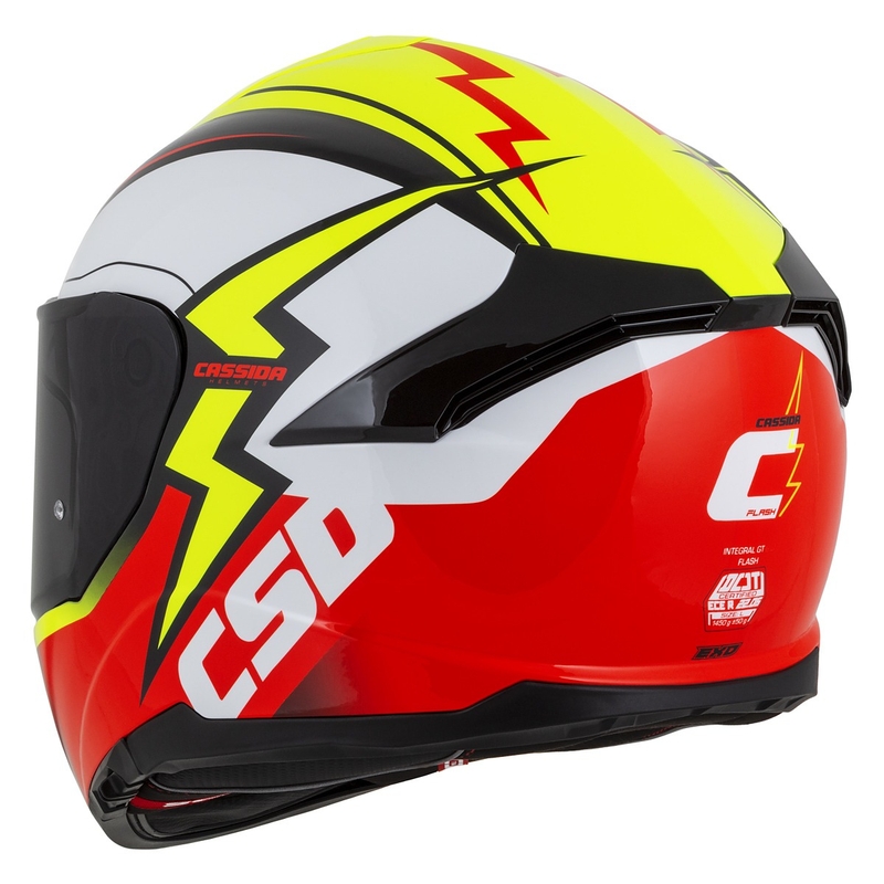 Casco moto integrale Cassida Integral GT 2.1 Flash giallo fluo-rosso-nero-bianco