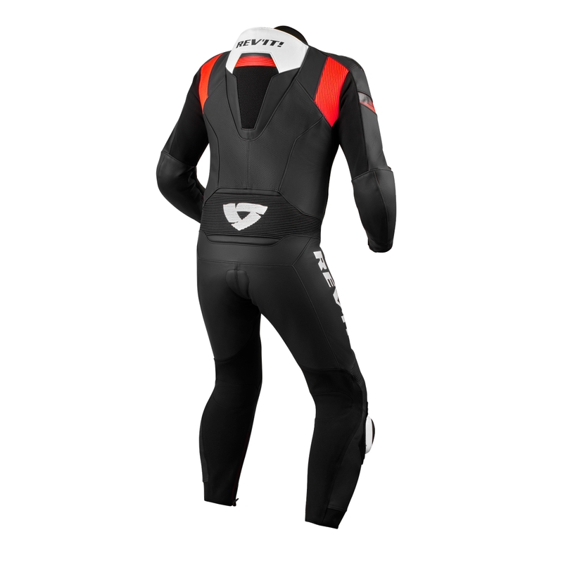 Tuta moto intera Revit Argon 2 nero-rosso fluo
