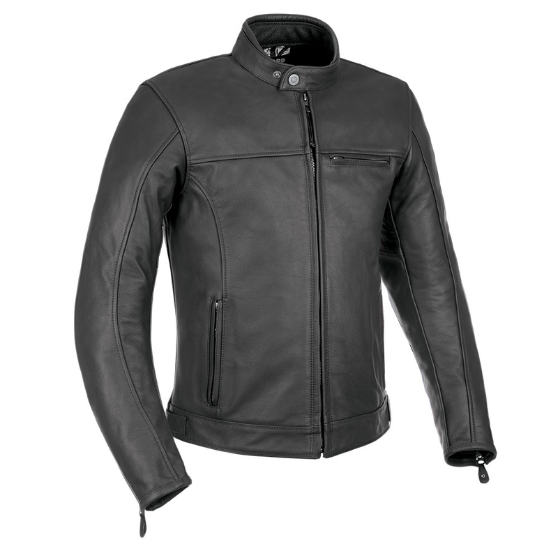 Giacca da moto in pelle nera Oxford Walton