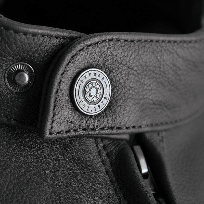 Giacca da moto in pelle nera Oxford Walton