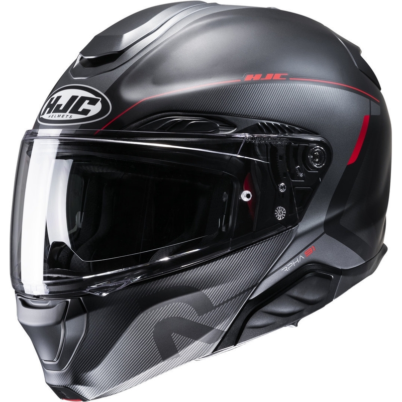 Casco moto HJC RPHA 91 Combust MC1SF nero-grigio-rosso ribaltabile