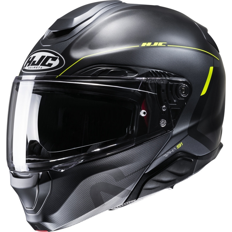 Casco moto HJC RPHA 91 Combust MC3HSF nero-giallo fluo ribaltabile