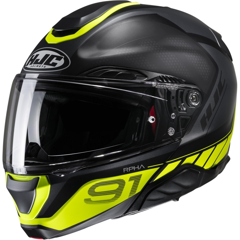 Casco moto modulare HJC RPHA 91 Rafino MC3HSF nero-giallo fluo