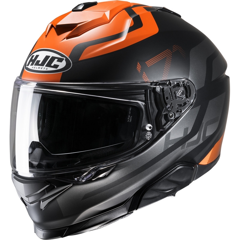 Casco moto integrale HJC i71 Enta MC7SF nero-grigio-arancio