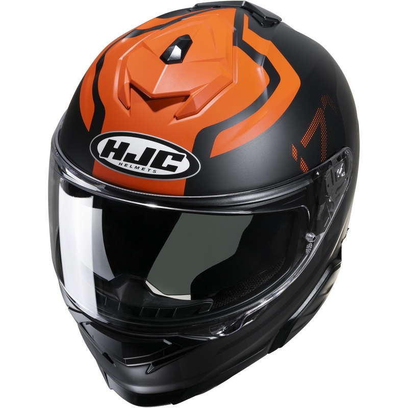 Casco moto integrale HJC i71 Enta MC7SF nero-grigio-arancio