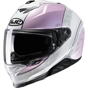 Casco moto integrale HJC i71 Sera MC8 grigio-bianco-rosa
