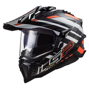 Casco da enduro LS2 MX701 Explorer C Edge 06 nero-grigio-arancio fluo