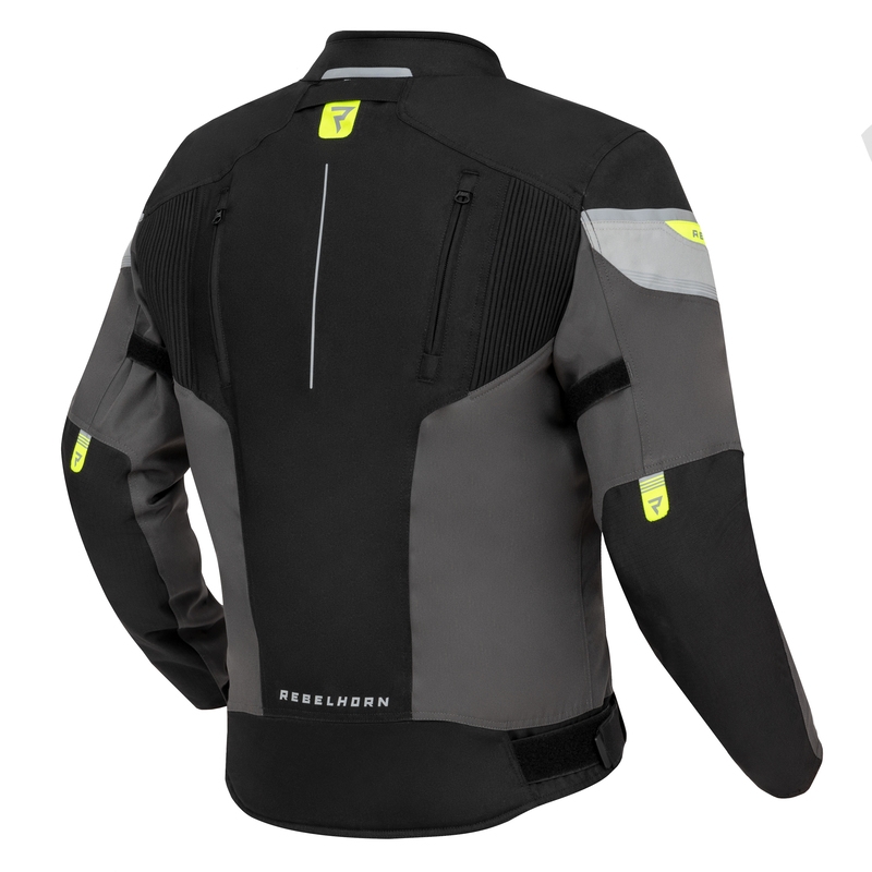 Giacca da moto Rebelhorn Spark nero-grigio-giallo fluo Saldi