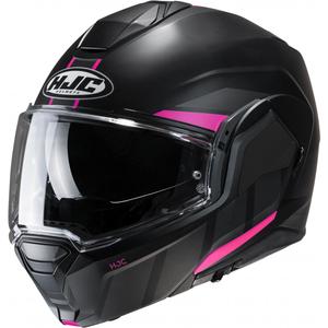 Casco moto HJC i100 Beis MC8SF nero e rosa flip-up